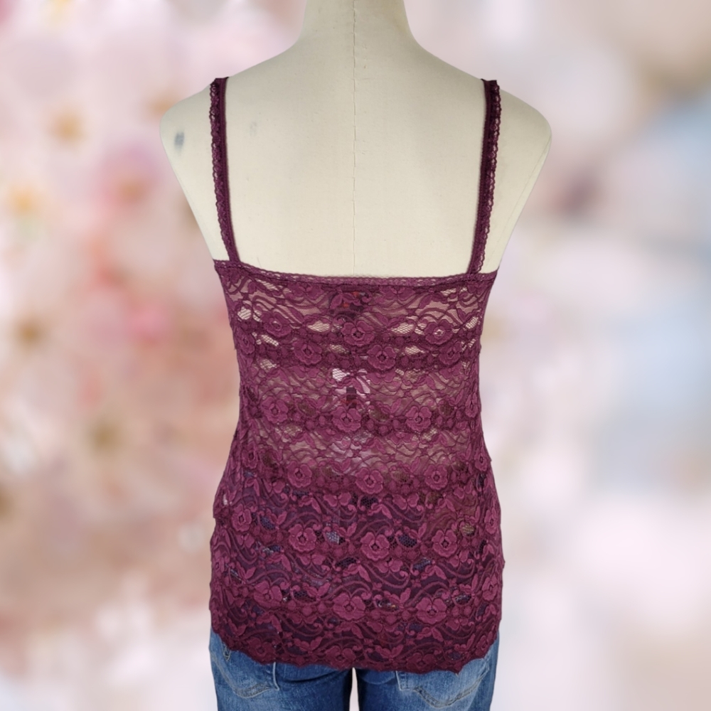 NWT Lace Cami Bundle •Jeans By Buffalo Burgundy + Pink Lace Tanks Womens Medium - Picture 4 of 14
